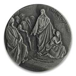 2019 2 oz Cast the First Stone Silver Coin - Biblical Series