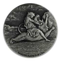 2019 2 oz Samson Slays The Lion Silver Coin - Biblical Series