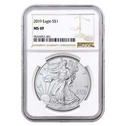 2019 NGC MS-69 American Silver Eagle Coin (Brown Label)