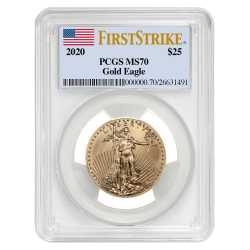 2020 1/2 oz PCGS MS-70 FS American Gold Eagle Coin