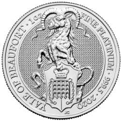 2020 1 oz Queen's Beasts The Yale of Beaufort Platinum Coin