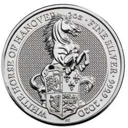 2020 2 oz Queen's Beasts White Horse of Hanover Silver Coin