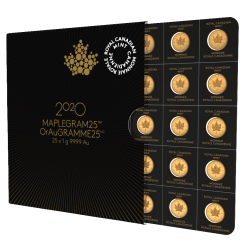 2020 25x1 Gram Canadian Gold Maplegram25™ Coin Sheet - in Assay
