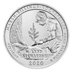 2020 5 oz Burnished Marsh-Billings-Rockefeller National Historical Park Silver Coin | America The Beautiful