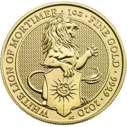 2020 1 oz Queen's Beasts White Lion of Mortimer Gold Coin