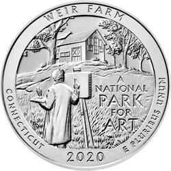 2020 5 oz Burnished Weir Farm National Historic Site Silver Coin | America The Beautiful