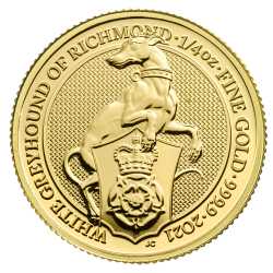2021 1/4 oz Queen's Beasts White Greyhound of Richmond Gold Coin
