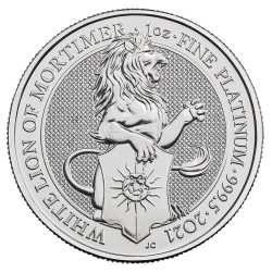 2021 1 oz Queen's Beasts White Lion of Mortimer Platinum Coin