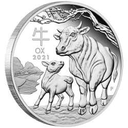 2021 1 oz Year of the Ox Proof Silver Coin - Perth Mint Lunar Series III