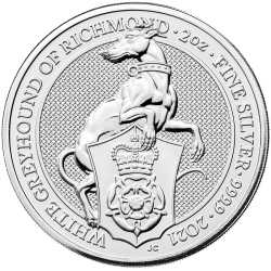 2021 2 oz Queen's Beasts White Greyhound of Richmond Silver Coin