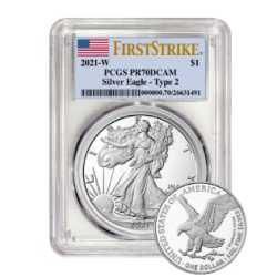 2021 PCGS PR-70 First Strike Type 2 American Silver Eagle Proof Coin 