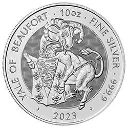 2023 BR Silver Tudor Beast Yale of Beaufort 10 oz Coin - Reverse