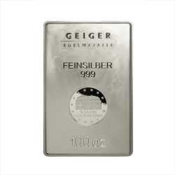 100 oz Geiger Silver Bar - Security Line Series