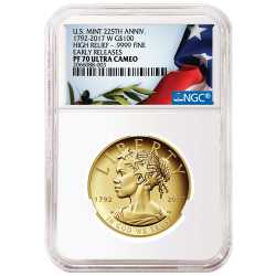 NGC PF-70 2017 Gold High Relief American Liberty Coin - 225th Anniversary Release