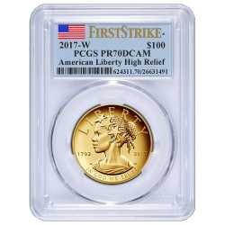 PCGS PR-70 2017 Gold High Relief American Liberty Coin - 225th Anniversary Release