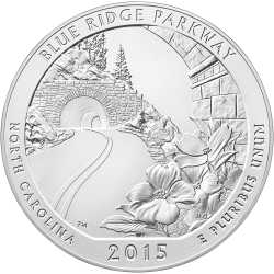 2015 Blue Ridge Parkway 5 oz Burnished Silver Coin - America The Beautiful