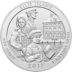 2017 Ellis Island 5 oz Burnished Silver Coin - America The Beautiful