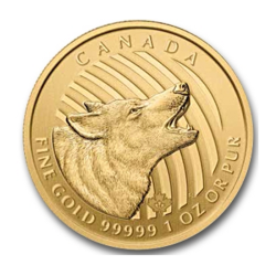 2014 1 oz Gold Canadian Howling Wolf Call of the Wild Series