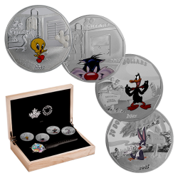 Looney Tunes 4-Coin Silver Collection With Matching Wrist Watch - Collector's Box