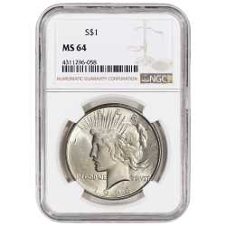 1922-1935 NGC MS-64 Peace Silver Dollar - Random Year