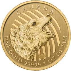 2016 1 oz Gold Roaring Grizzly Royal Canadian Mint - Call of the Wild - .99999