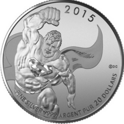 2015 Superman DC Comics .9999 Fine Silver 1/4 oz Proof - $20 - RCM