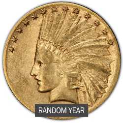 $10 Indian Eagle Gold Coin Random Year  |  VF+