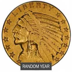 $5 Indian Eagle Gold Coin (Cleaned/Jewelry Grade) - Random Year