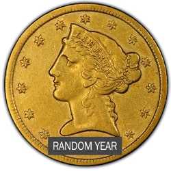 $5 Liberty Half Eagle Gold Coin Random Year  |  VF+