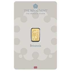 BR Gold Britannia 1 Gram Bar - In Assay - Front