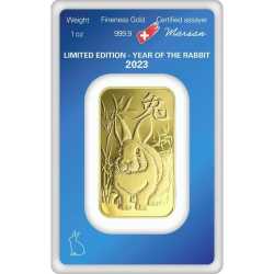 1 oz Argor-Heraeus Year of the Rabbit Gold Bar