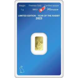 1 gram Argor-Heraeus Year of the Rabbit Gold Bar - Lunar Series