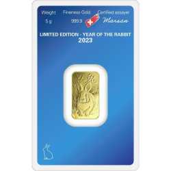 5 Gram Argor-Heraeus Year of the Rabbit Gold Bar