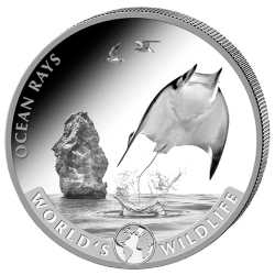 2023 1 oz Geiger Ocean Ray Silver Coin - World's Wildlife