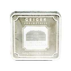 500 Gram Geiger Security Square Silver Bar 