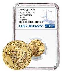2021 1/4 oz NGC MS-70 Early Releases Type 2 American Gold Eagle Coin