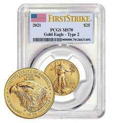 2021 1/2 oz PCGS MS-70 First Strike Type 2 American Gold Eagle Coin