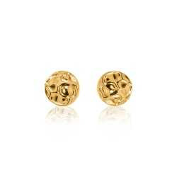 Gold Hammered Disc 24k Earrings | SD24K