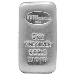 5 oz Italpreziosi Silver Bar Front