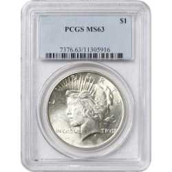 1922-1935 PCGS MS-63 Peace Silver Dollar - Random Year