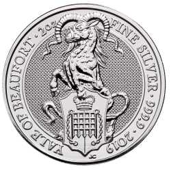 2019 2 oz Queen's Beasts The Yale of Beaufort Silver Coin