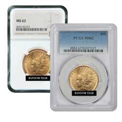 $10 MS-62 Indian Eagle Gold Coin (NGC or PCGS) | Random Year
