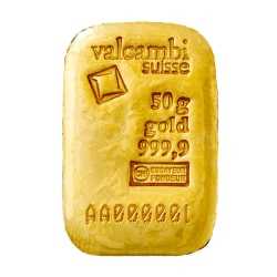 Valcambi 50 Gram Gold Cast Bar