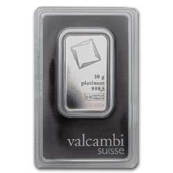 Valcambi Platinum Bar In Assay Card 50 Gram