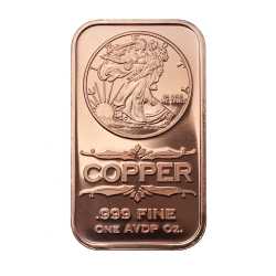 1 oz Walking Liberty Copper Bar - Osborne Mint