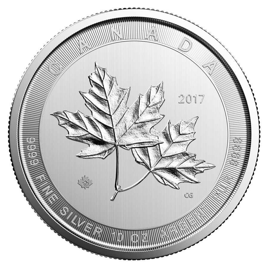 2017\u002010\u0020oz\u0020Canadian\u0020Silver\u0020Magnificent\u0020Maple\u0020Leaves\u0020Coin\u0020BU