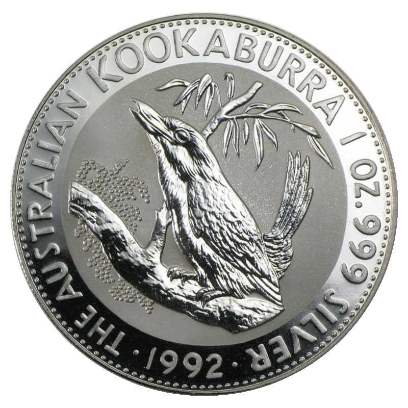 1992\u00201\u0020oz\u0020Australian\u0020Kookaburra\u0020Silver\u0020Coin