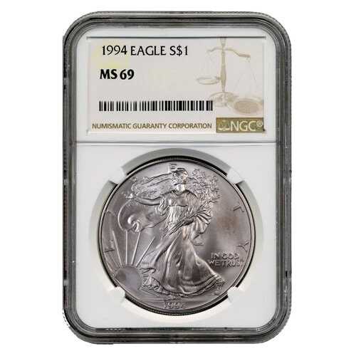 1994\u0020NGC\u0020MS\u002D69\u0020American\u0020Silver\u0020Eagle\u0020Coin\u0020\u0028Brown\u0020Label\u0029