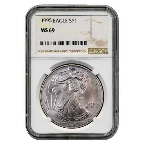 1995\u0020NGC\u0020MS\u002D69\u0020American\u0020Silver\u0020Eagle\u0020Coin\u0020\u0028Brown\u0020Label\u0029