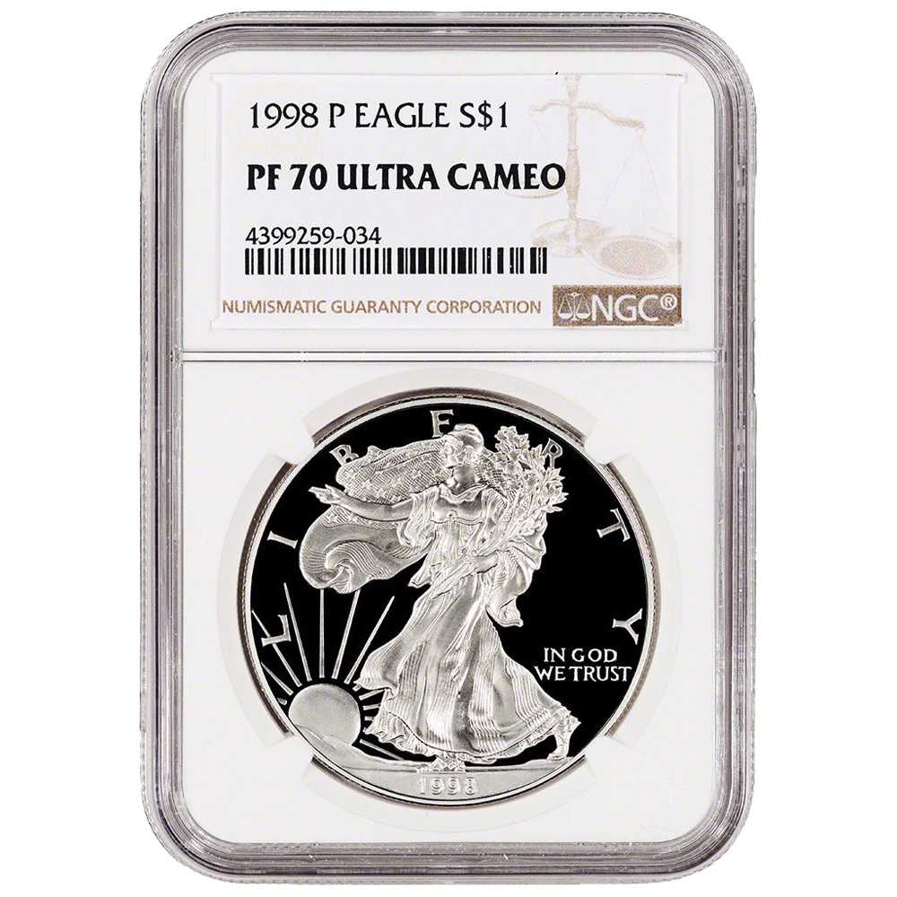 1998\u002DP\u0020NGC\u0020PF\u002D70\u0020Proof\u0020American\u0020Silver\u0020Eagle\u0020Coin